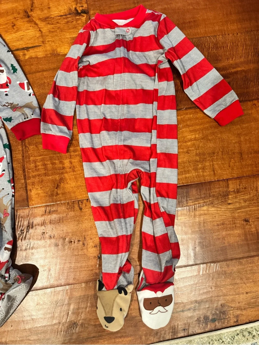 Carter's Red & Gray Holiday Footed One-Pieces - 2T